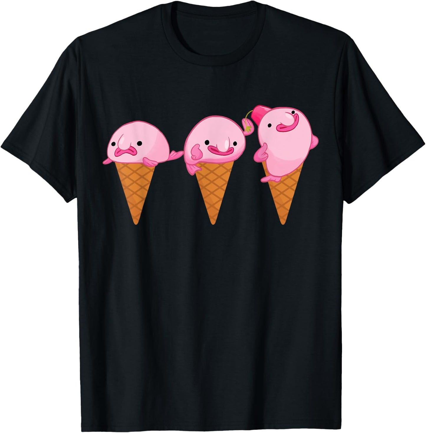 Blobfish Shirt Ice Cream Blobfish Funny Gift T-Shirt - T-Shirt | Black