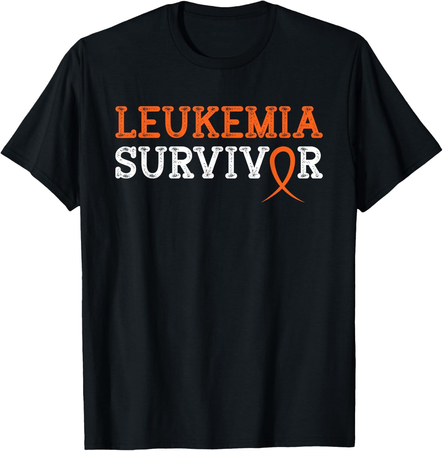 Support Chemotherapy Fighter Warrior Fight Gift Leukemia Survivor Orange Ribbon Blood Cancer Awareness Hope T-Shirt - T-Shirt | Black