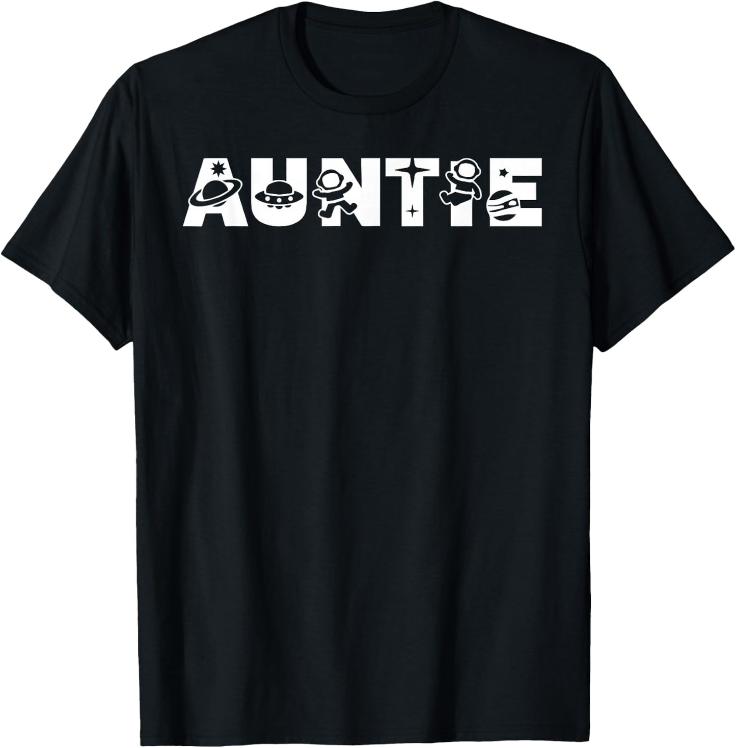 Funny Auntie Space Astronaut Birthday Party T-Shirt - T-Shirt | Black
