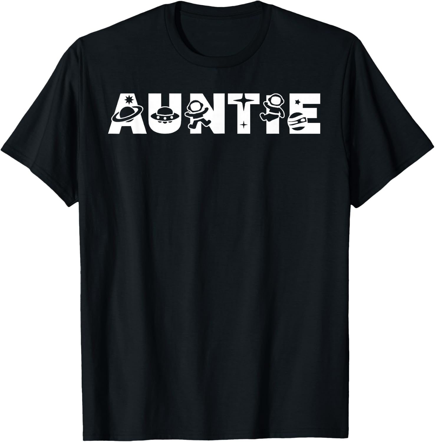 Funny Auntie Space Astronaut Birthday Party T-Shirt - T-Shirt | Black