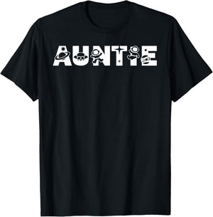 Funny Auntie Space Astronaut Birthday Party T-Shirt - T-Shirt | Black