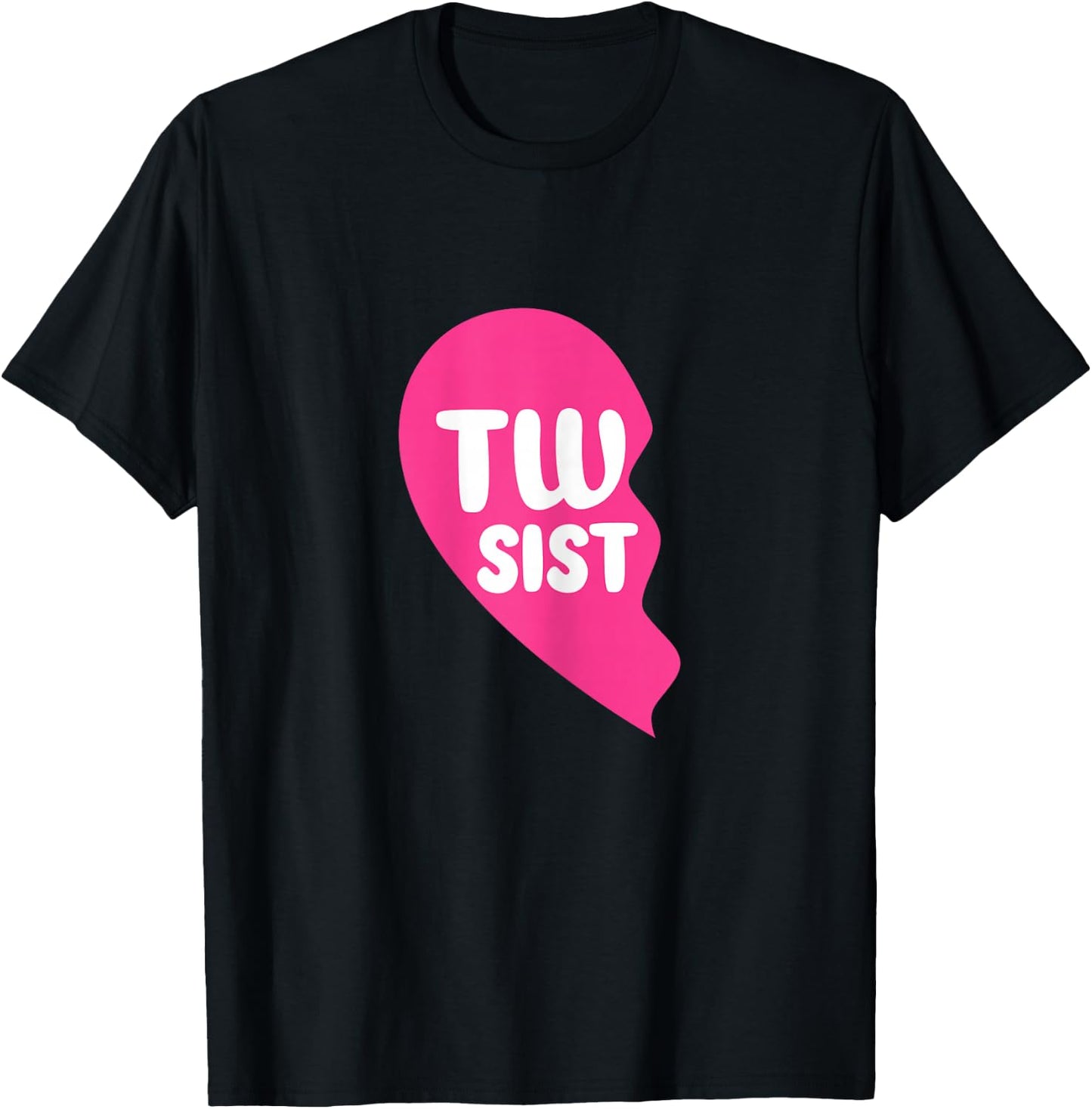 Twin Sisters Half Heart Twins Sibling Matching T-Shirt - T-Shirt | Black
