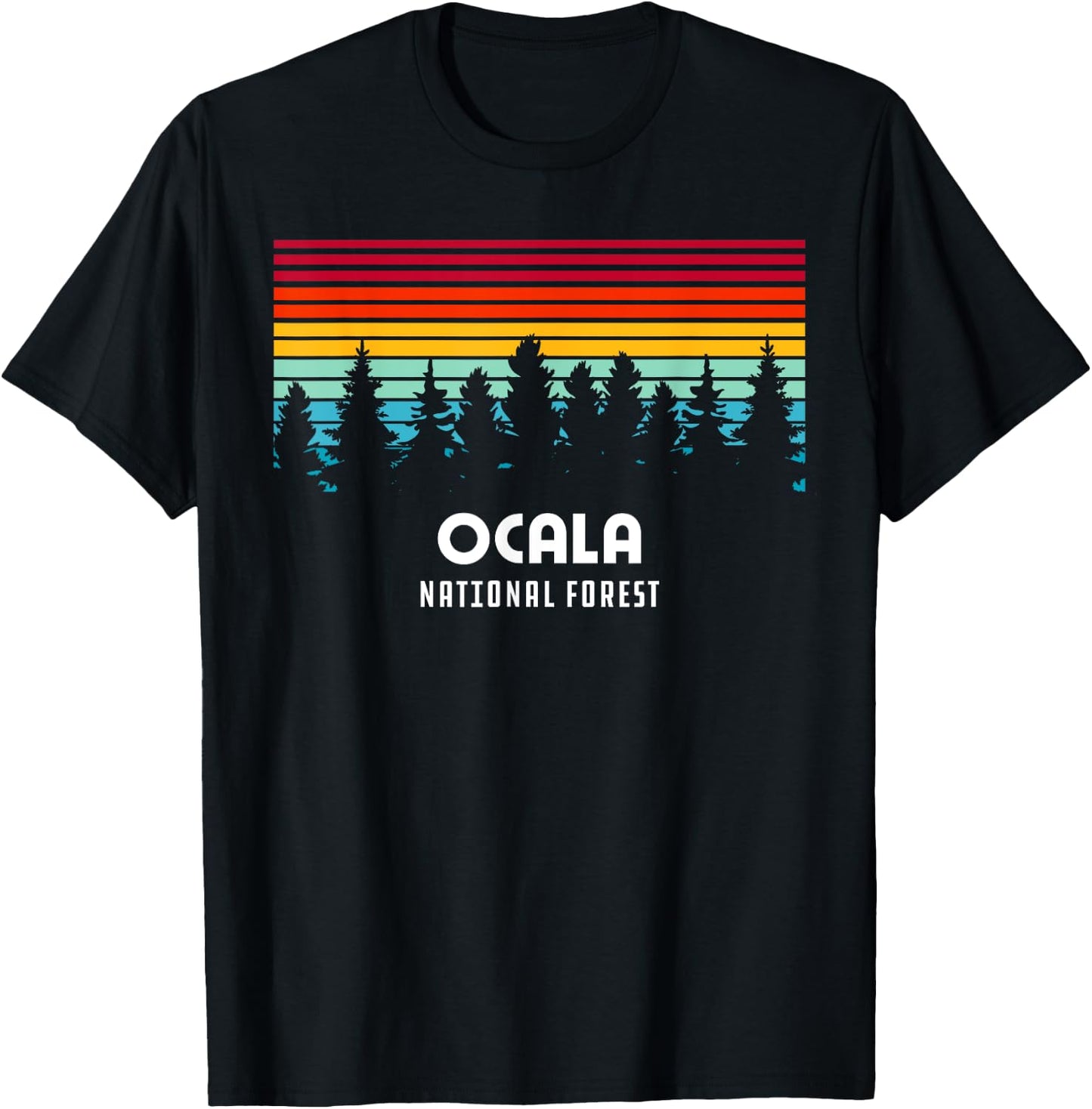 Retro Sunset Ocala National Forest Ocala Florida T-Shirt - T-Shirt | Black