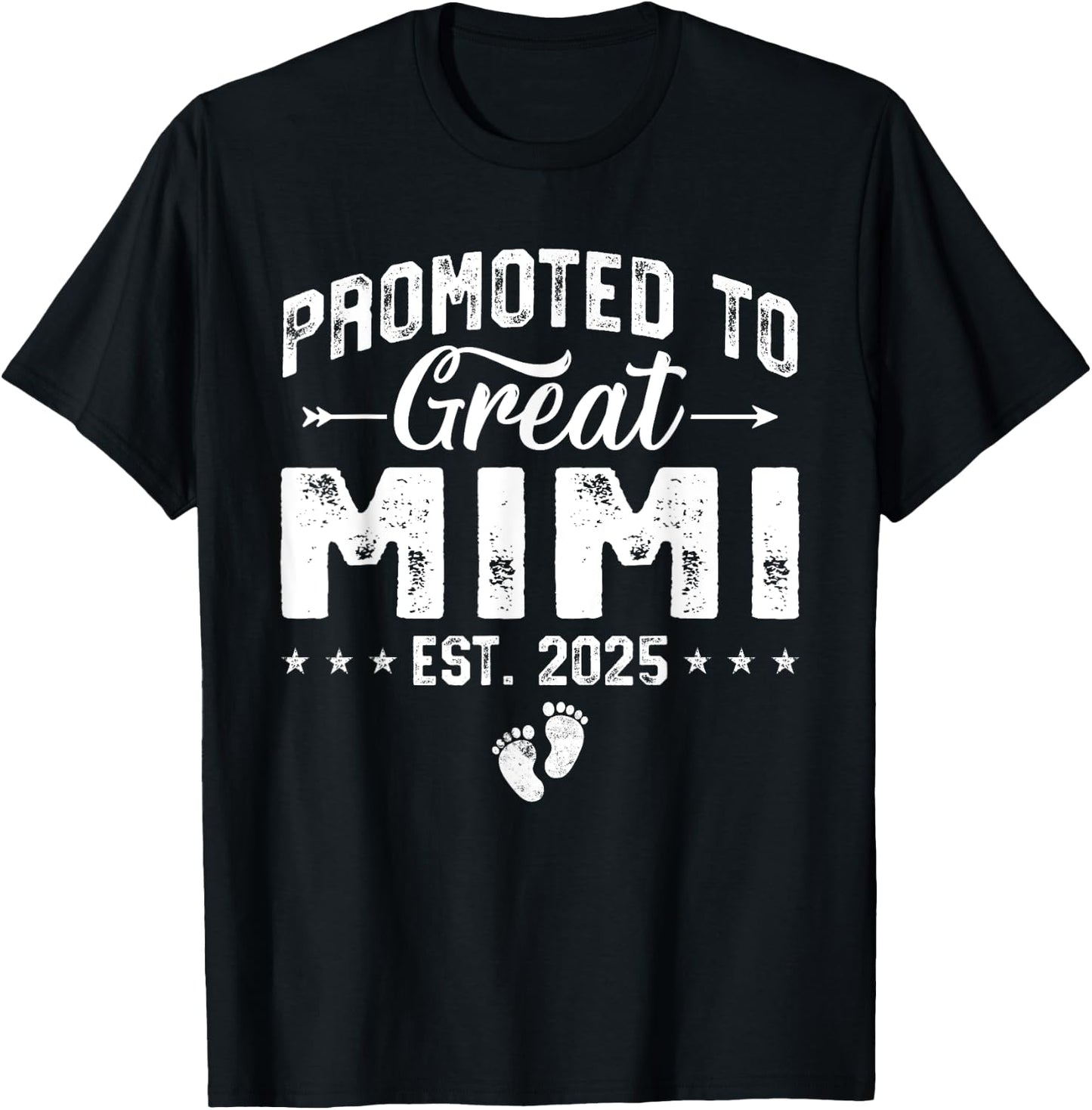Promoted To Great Mimi Est 2025 Grandparents New Grandma T-Shirt - T-Shirt | Black