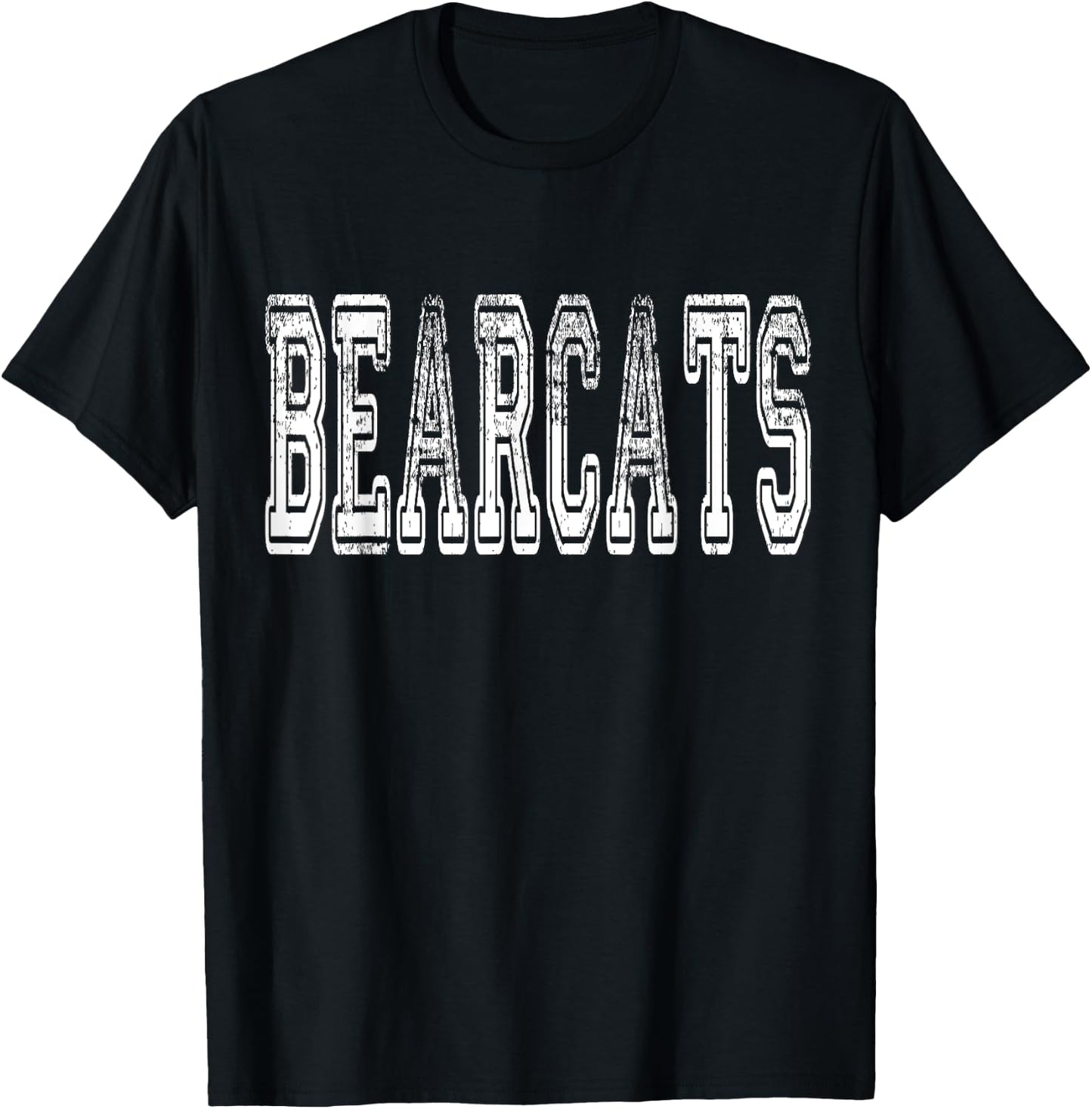 Bearcats Mascot Distressed Vintage School Sports Name Fans T-Shirt - T-Shirt | Black