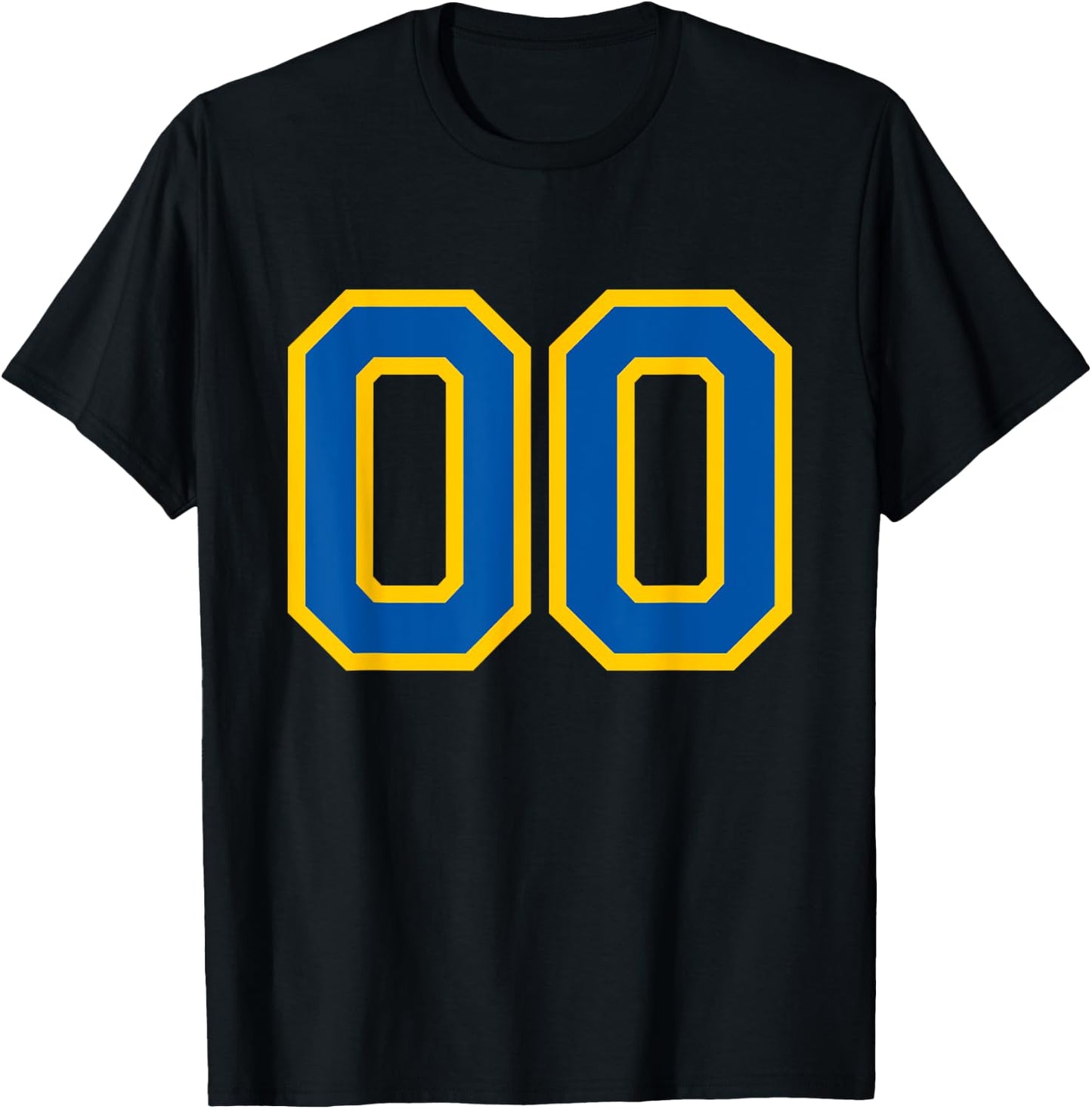 Number #00 Blue Yellow Favorite Number T-Shirt - T-Shirt | Black