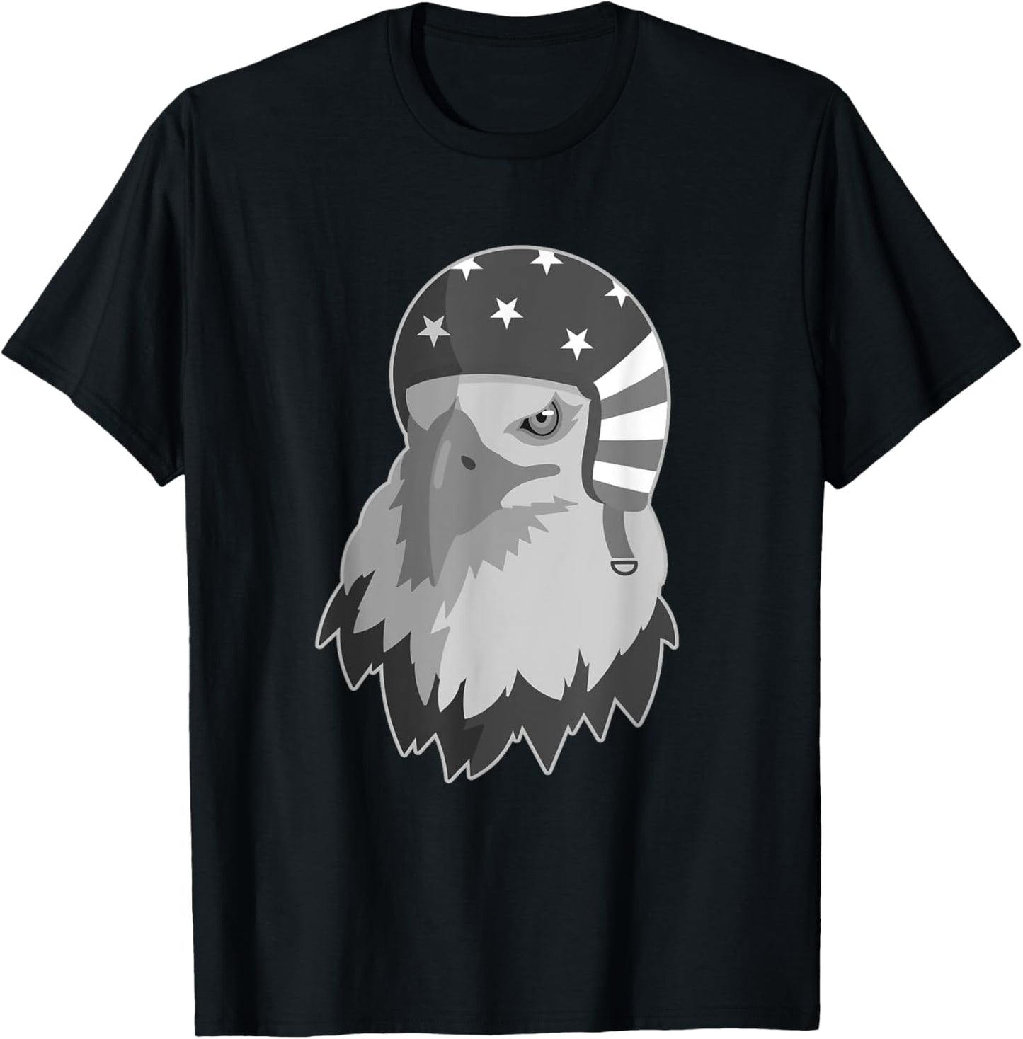 Funny Eagle Mullet Helmet USA 4th Of July American Flag Gift T-Shirt - T-Shirt | Black