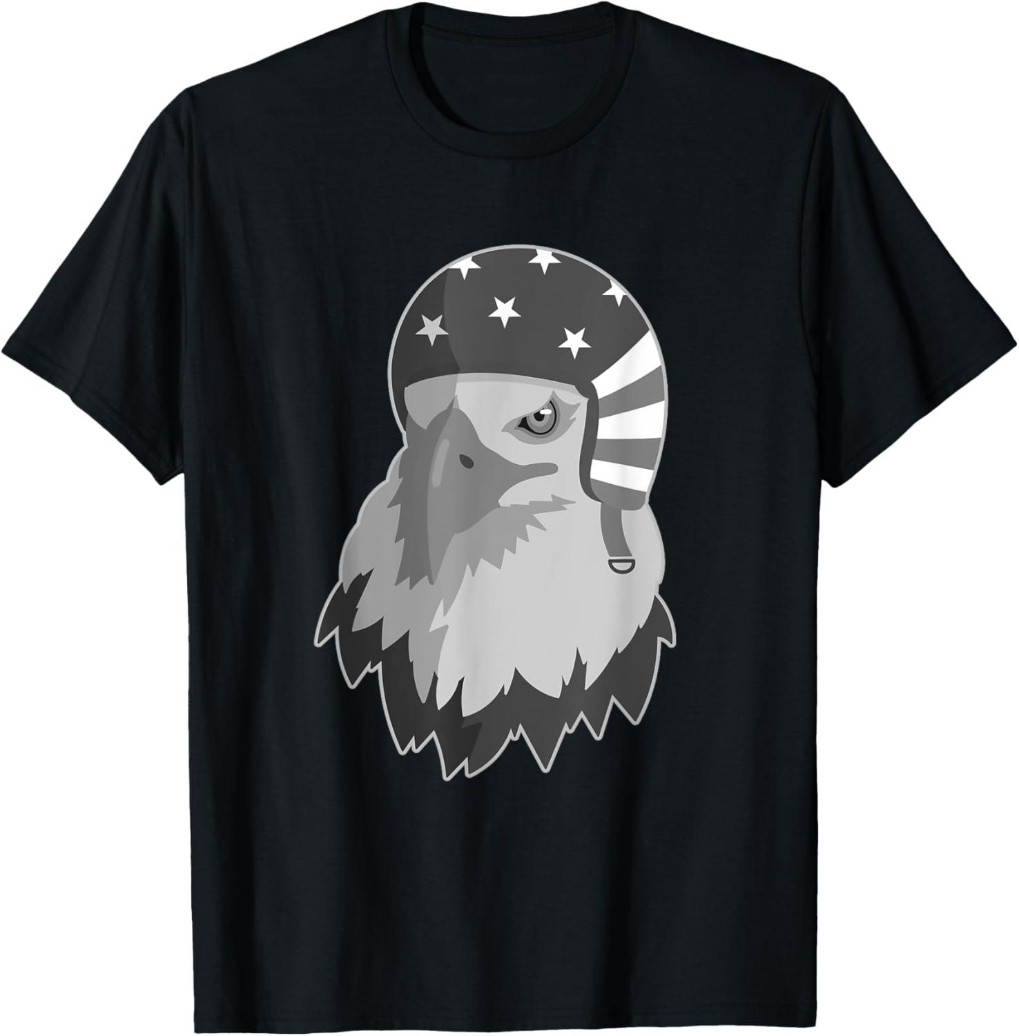 Funny Eagle Mullet Helmet USA 4th Of July American Flag Gift T-Shirt - T-Shirt | Black