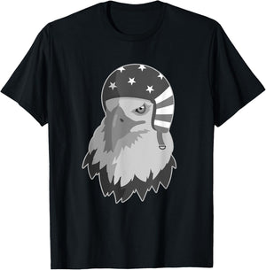 Funny Eagle Mullet Helmet USA 4th Of July American Flag Gift T-Shirt - T-Shirt | Black