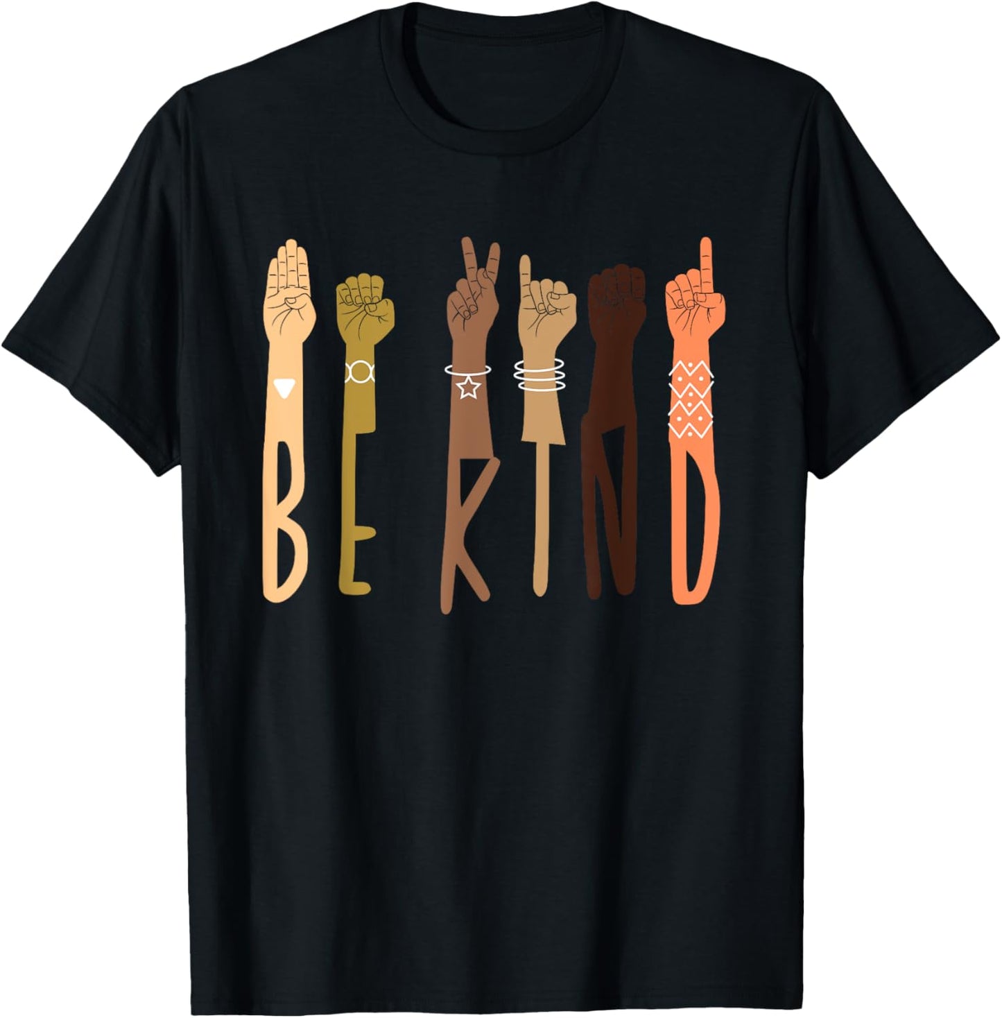 Be Kind Sign Language ASL Teachers Interpreter Funny Gifts Men Women Kids T-Shirt - T-Shirt | Black