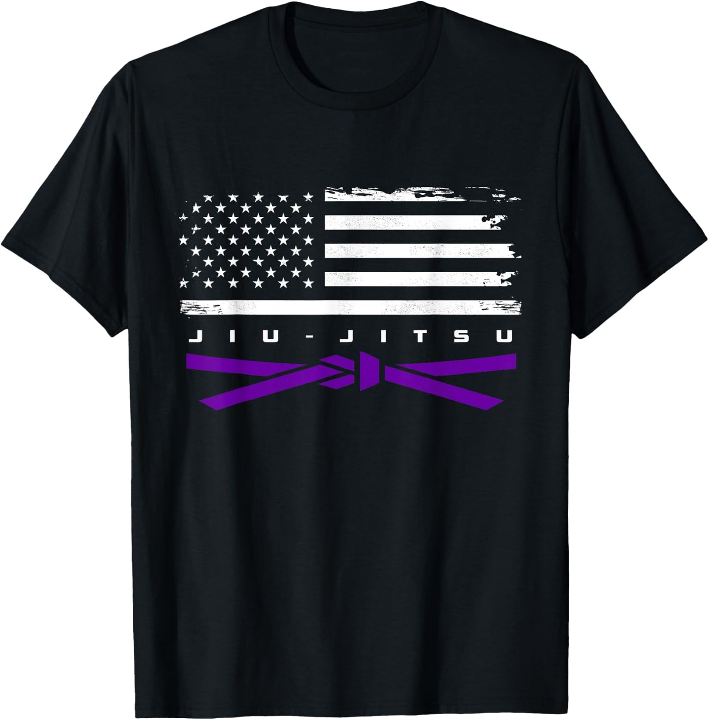 American Flag Jiu - Jitsu Apparel - Purple Belt Jiu Jitsu T-Shirt - T-Shirt | Black