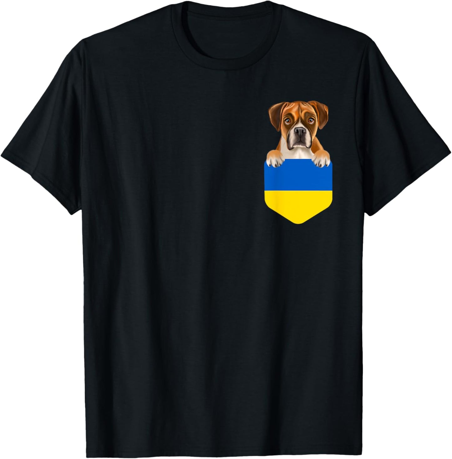 Ukraine Flag Boxer Dog In Pocket Men Women Kids T-Shirt - T-Shirt | Black