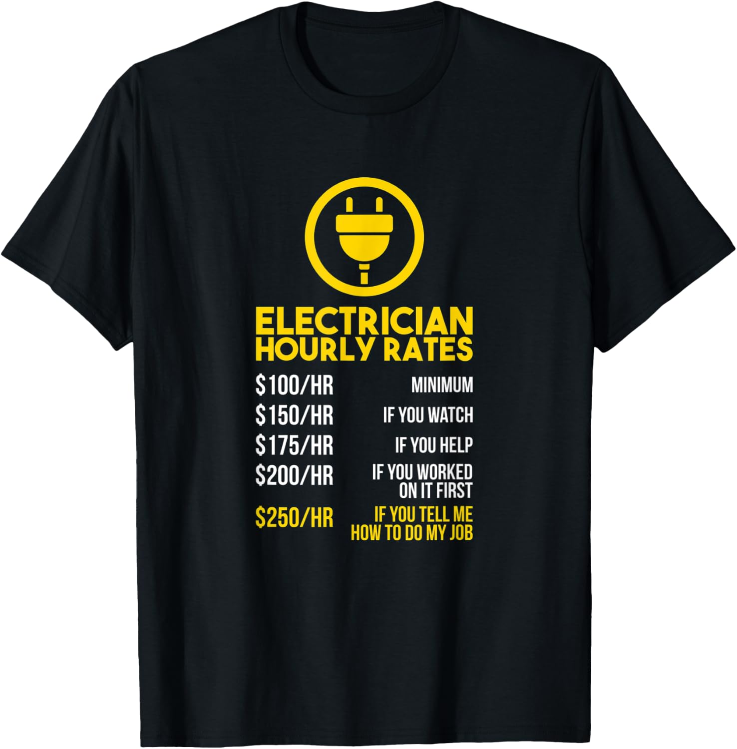Funny Lineman Electrician Hourly Rates T-Shirt - T-Shirt | Black