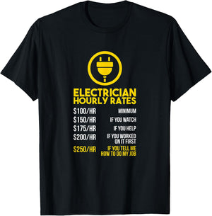 Funny Lineman Electrician Hourly Rates T-Shirt - T-Shirt | Black