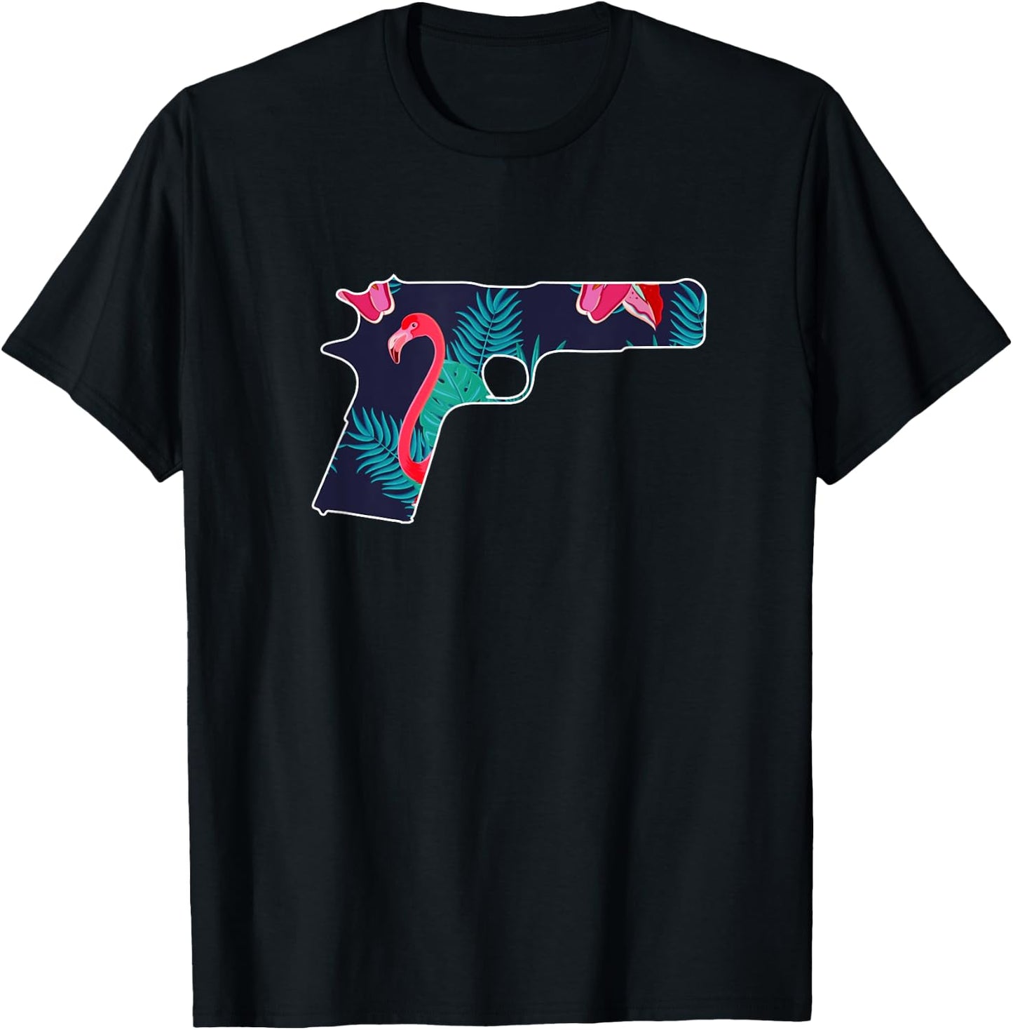 Tropical Gun Lover Firearm Beach Hawaiian Aloha Gun Hawaiian Men Women T-Shirt - T-Shirt | Black