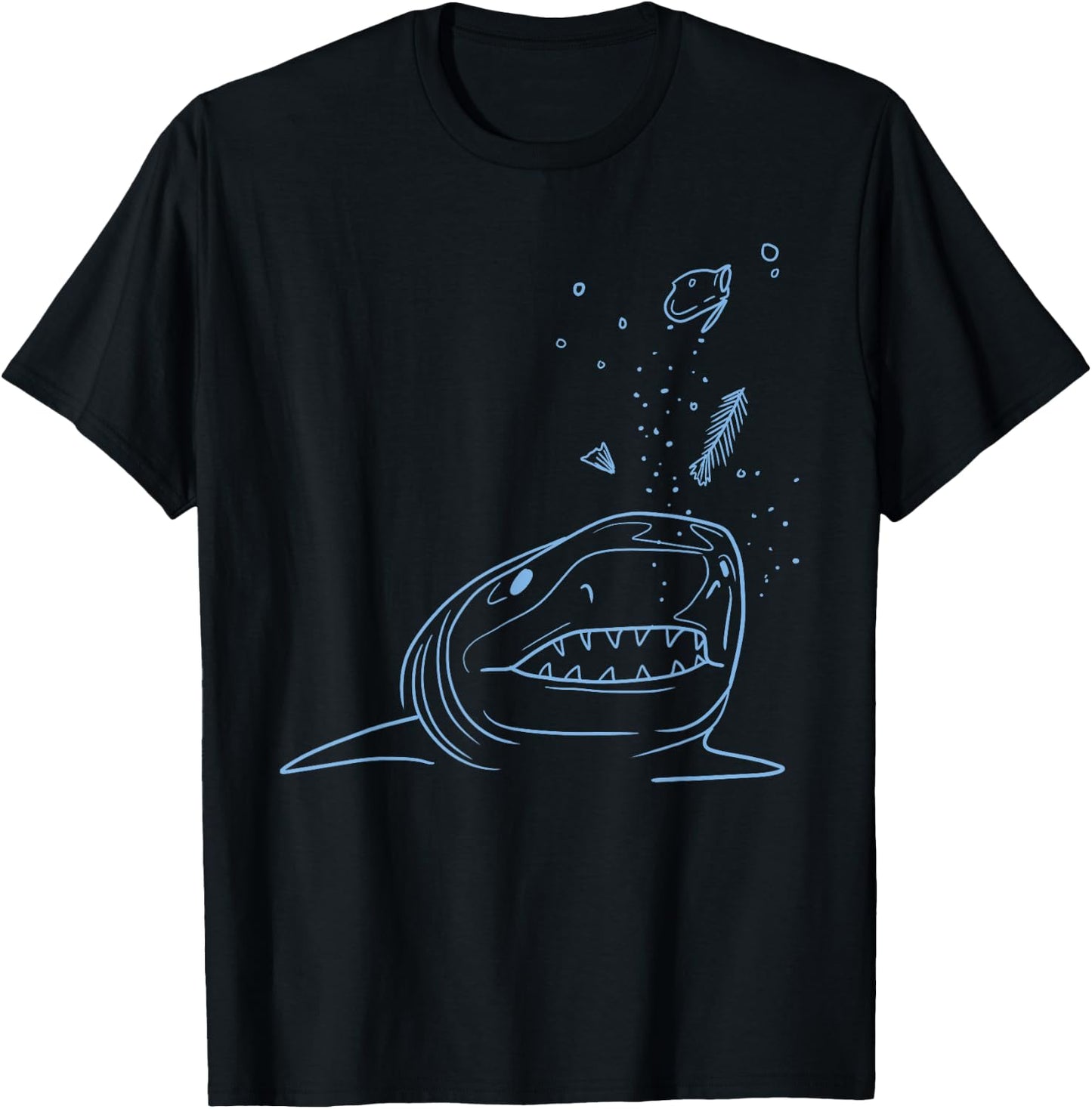 Burping Stuffed Full Shark Funny Belch Sea Ocean Animal Gift T-Shirt - T-Shirt | Black