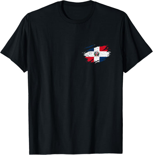 Dominican Republic Vintage Flag T-Shirt - T-Shirt | Black