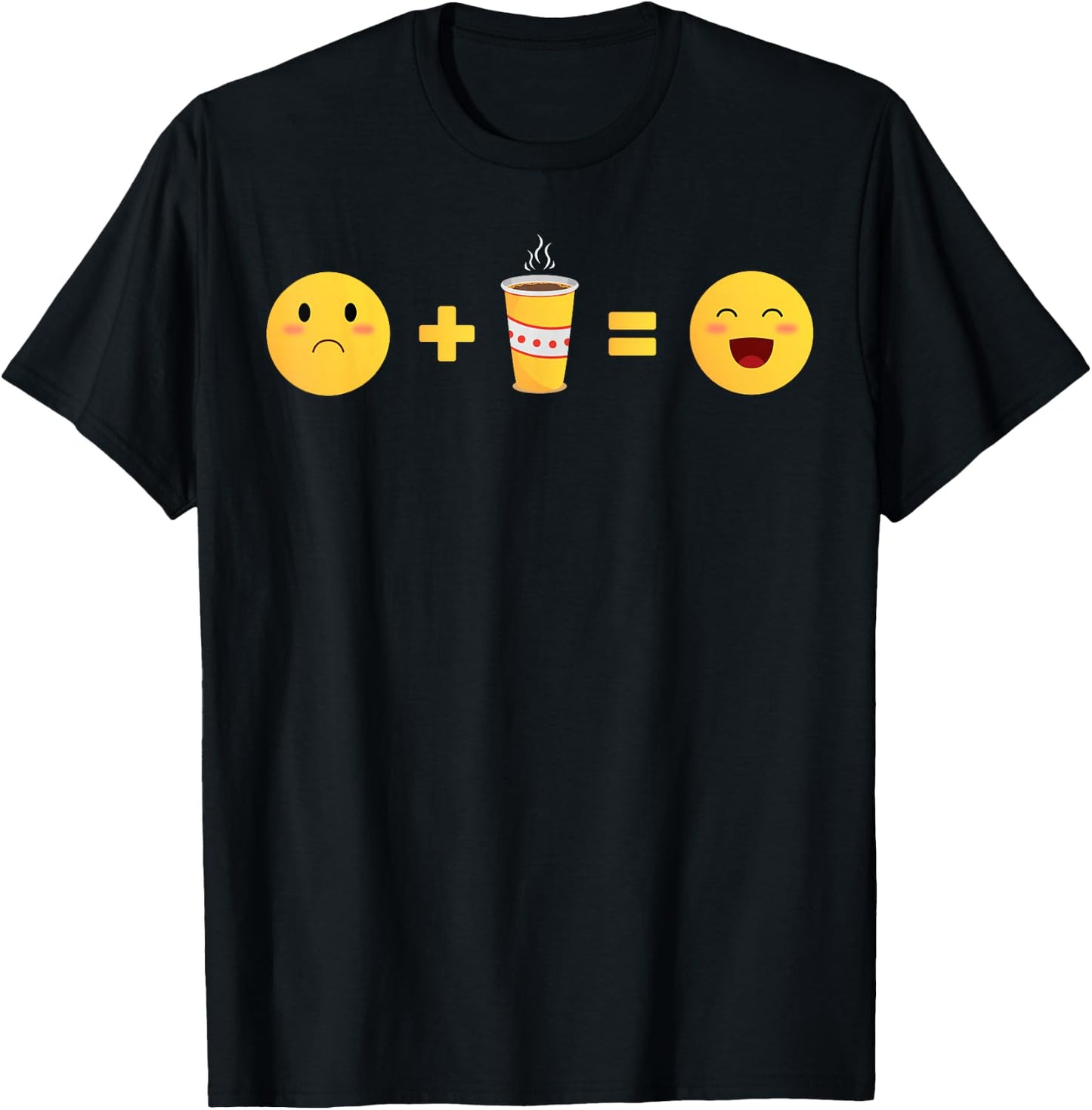 Mood - Coffee - Face Math - Emoticon - Sadboi - Smile T-Shirt - T-Shirt | Black