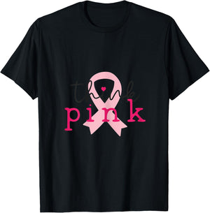 Think Pink October Breast Cancer Awareness T-Shirt - T-Shirt | Black
