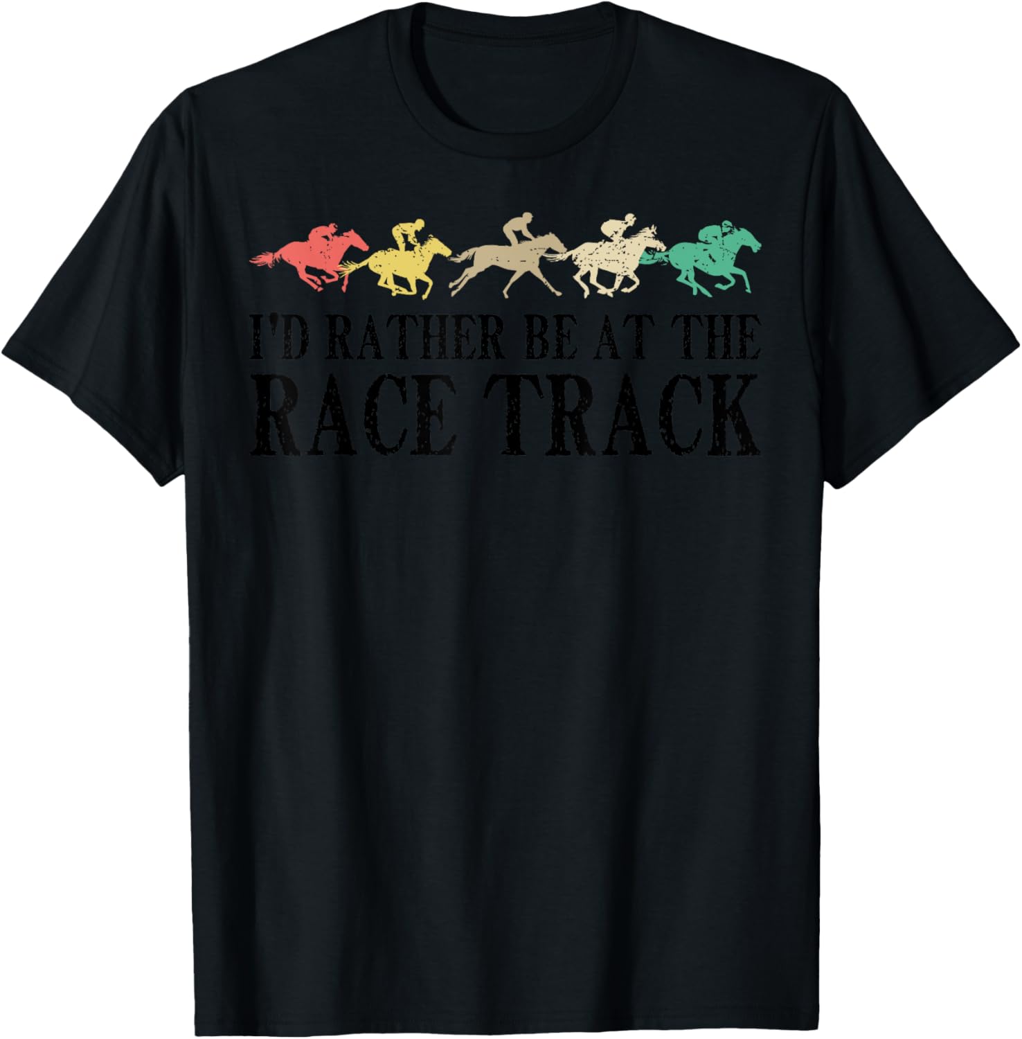 Funny Race Track Horse Racing Gift Men Women Cool Horse Race T-Shirt - T-Shirt | Black