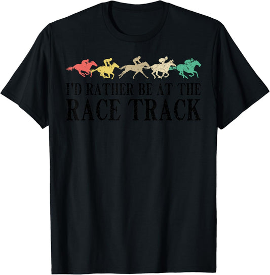 Funny Race Track Horse Racing Gift Men Women Cool Horse Race T-Shirt - T-Shirt | Black