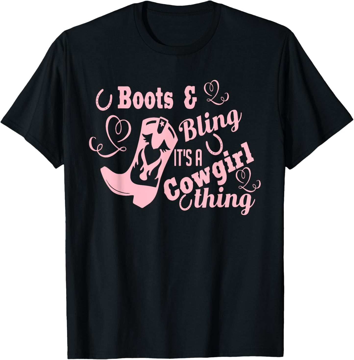 Princess Cowgirl Gift Girls Cowboy Boots Horse Lover Ladies T-Shirt - T-Shirt | Black