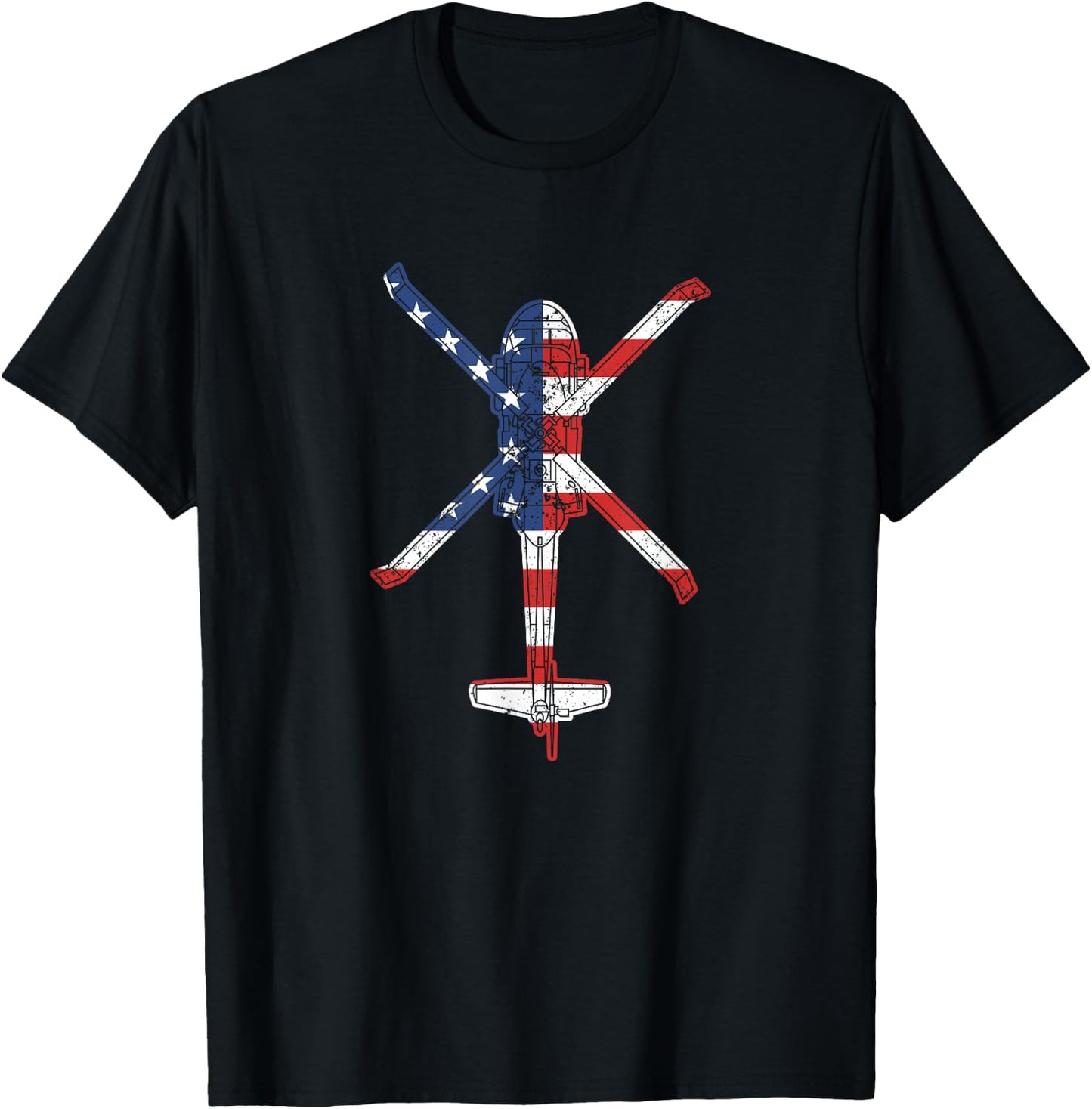 Blackhawk American Flag Military Attack Helicopter UH60 Men T-Shirt - T-Shirt | Black