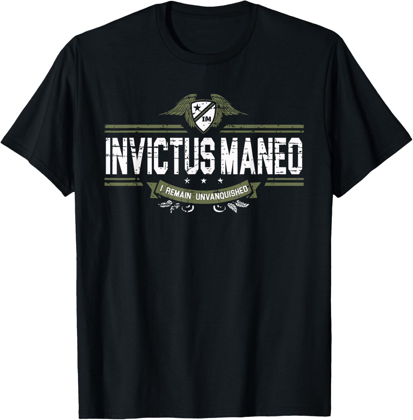 Invictus Maneo - meaning in Latin "I Remain Unvanquished" T-Shirt - T-Shirt | Black