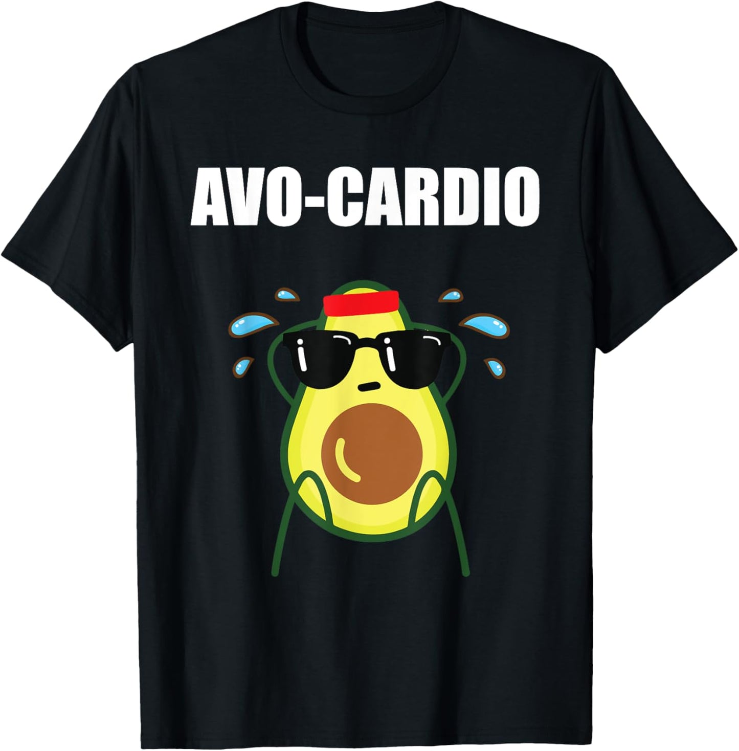 Funny Gym Exercise Pun Avocado Avo-Cardio T-Shirt - T-Shirt | Black