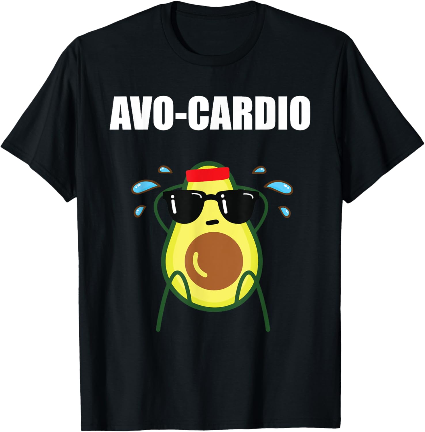Funny Gym Exercise Pun Avocado Avo-Cardio T-Shirt - T-Shirt | Black