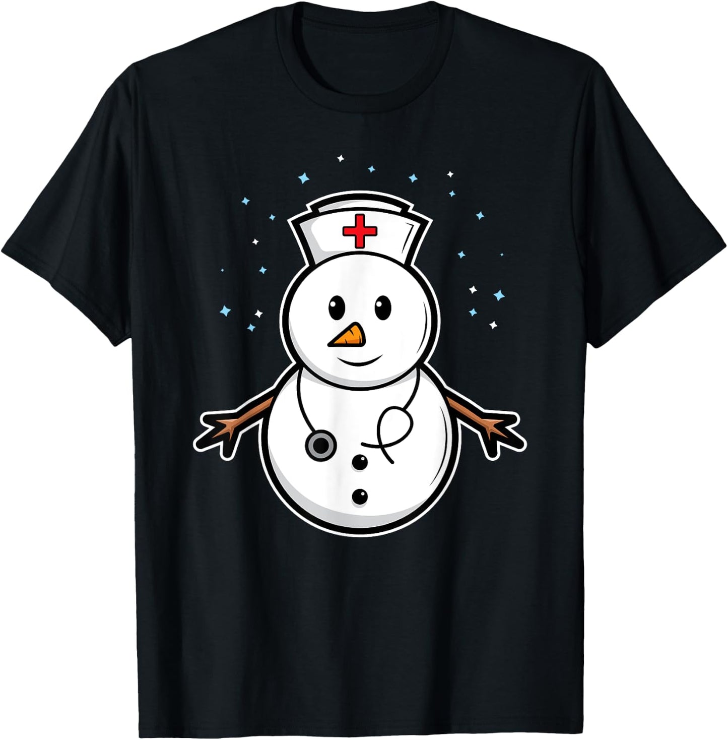 Medical Snowman Nurse Doctor Christmas Holidays Winter Snow T-Shirt - T-Shirt | Black