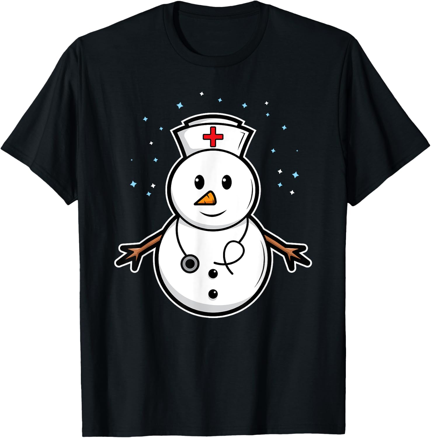 Medical Snowman Nurse Doctor Christmas Holidays Winter Snow T-Shirt - T-Shirt | Black