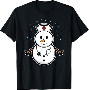Medical Snowman Nurse Doctor Christmas Holidays Winter Snow T-Shirt - T-Shirt | Black