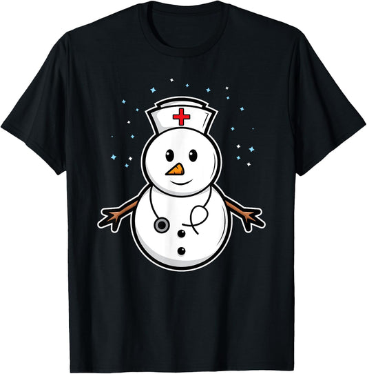 Medical Snowman Nurse Doctor Christmas Holidays Winter Snow T-Shirt - T-Shirt | Black