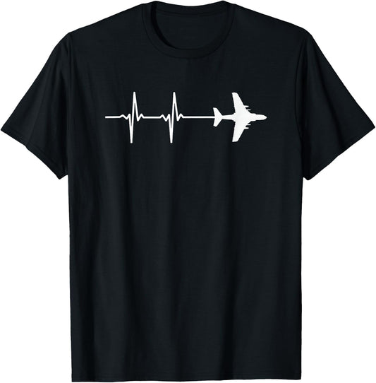 EKG Heartbeat EA-6B Prowler Military Airplane Shirt T-Shirt - T-Shirt | Black