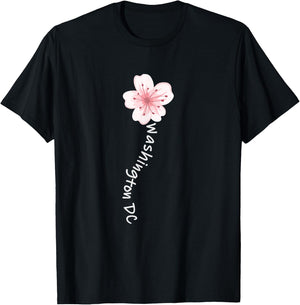 Washington DC Cherry Blossom Flower T-Shirt - T-Shirt | Black