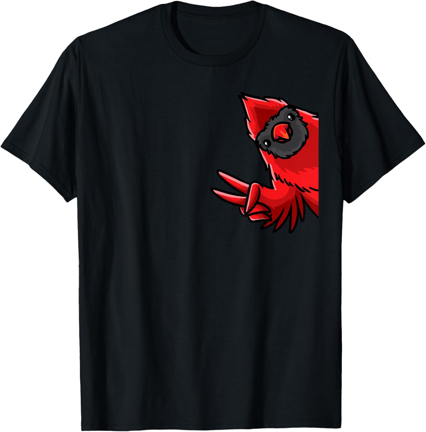 Northern Cardinal Bird Red Cardinal From Side T-Shirt - T-Shirt | Black
