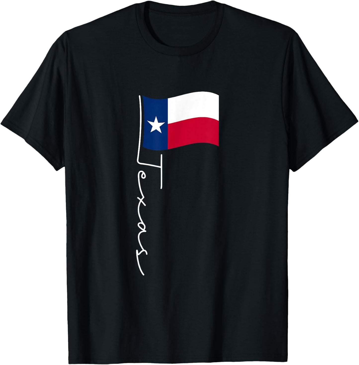 Texas Signature Flag Pole - Elegant Patriotic Texan Flag T-Shirt - T-Shirt | Black