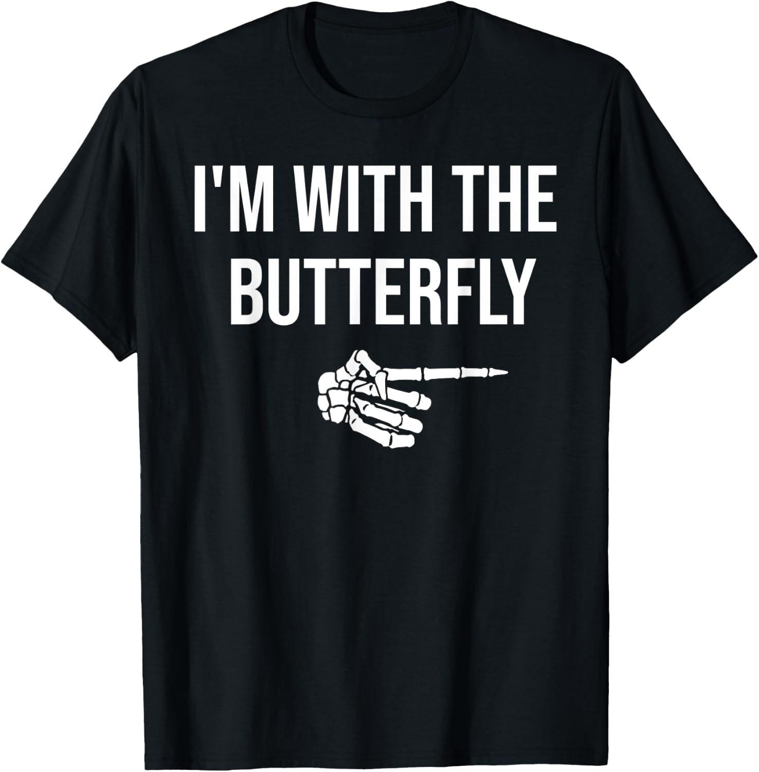 I'm With Butterfly Halloween Costume Funny Matching Couples T-Shirt - T-Shirt | Black