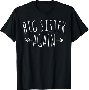 Big Sister Again Arrow Big Sis Siblings Girls T-Shirt - T-Shirt | Black