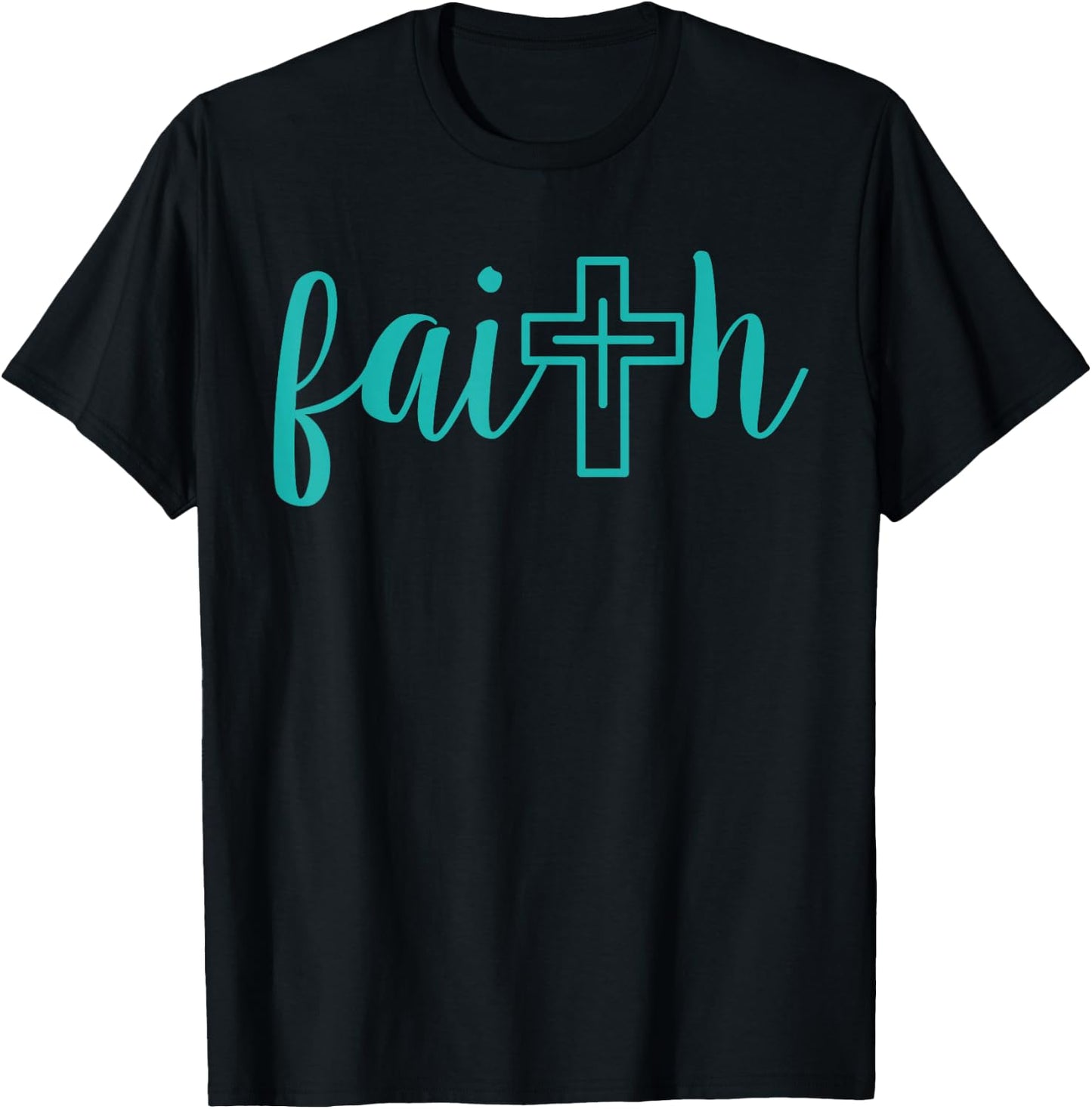 Christian Faith Teal Cross Bible Study Thank You Gift T-Shirt - T-Shirt | Black