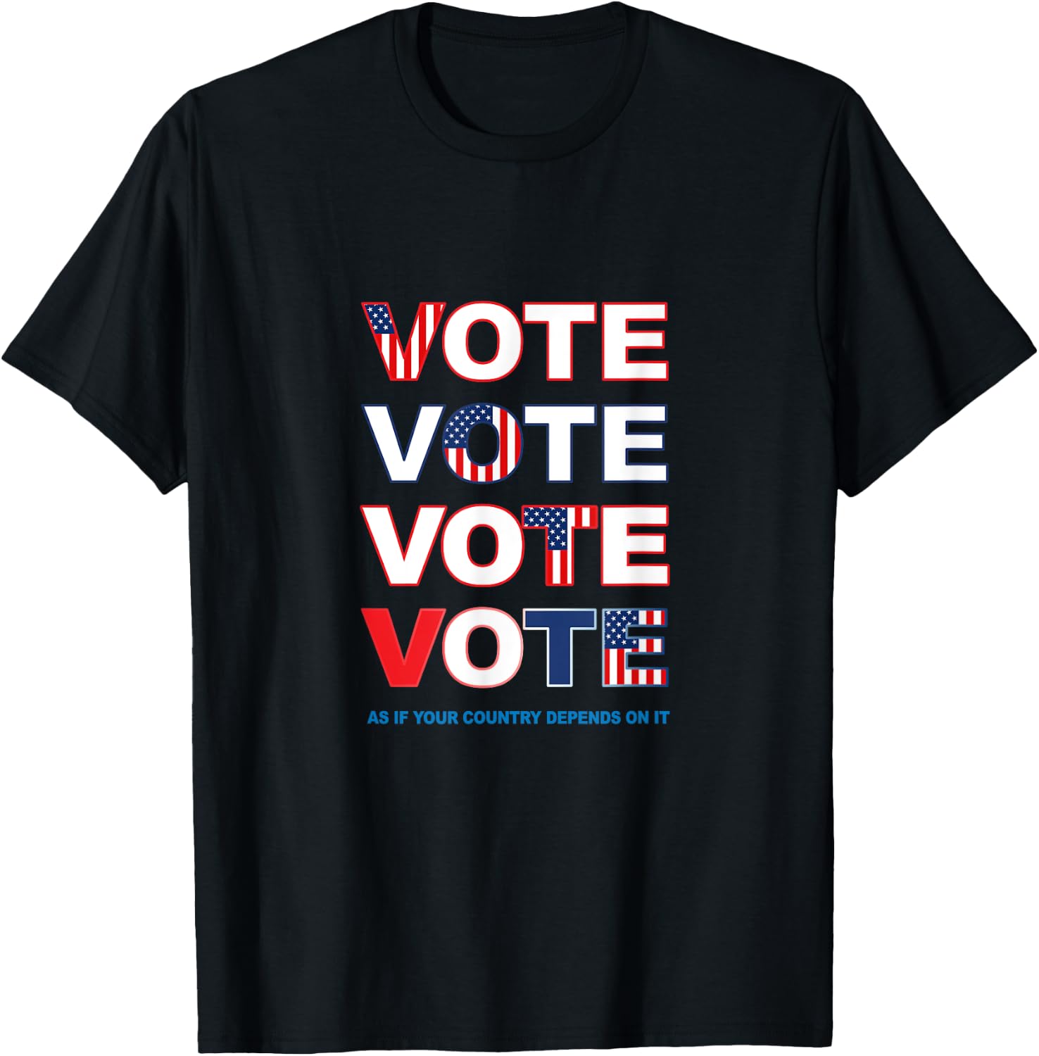Vote Red White Blue Pro Democracy Patriotic Voter Election Women Men T-Shirt - T-Shirt | Black