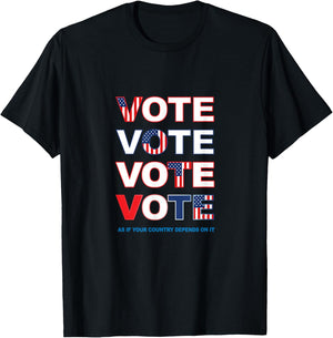 Vote Red White Blue Pro Democracy Patriotic Voter Election Women Men T-Shirt - T-Shirt | Black