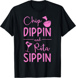Chip Dippin Rita Sippin Shirt Cinco De Mayo Margarita T-Shirt - T-Shirt | Black