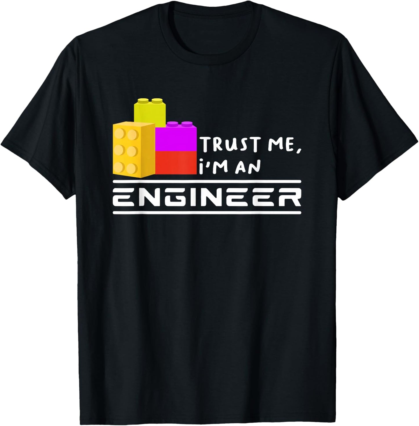 Engineer Kids Children Toy Big Building Blocks Build Builder T-Shirt - T-Shirt | Black