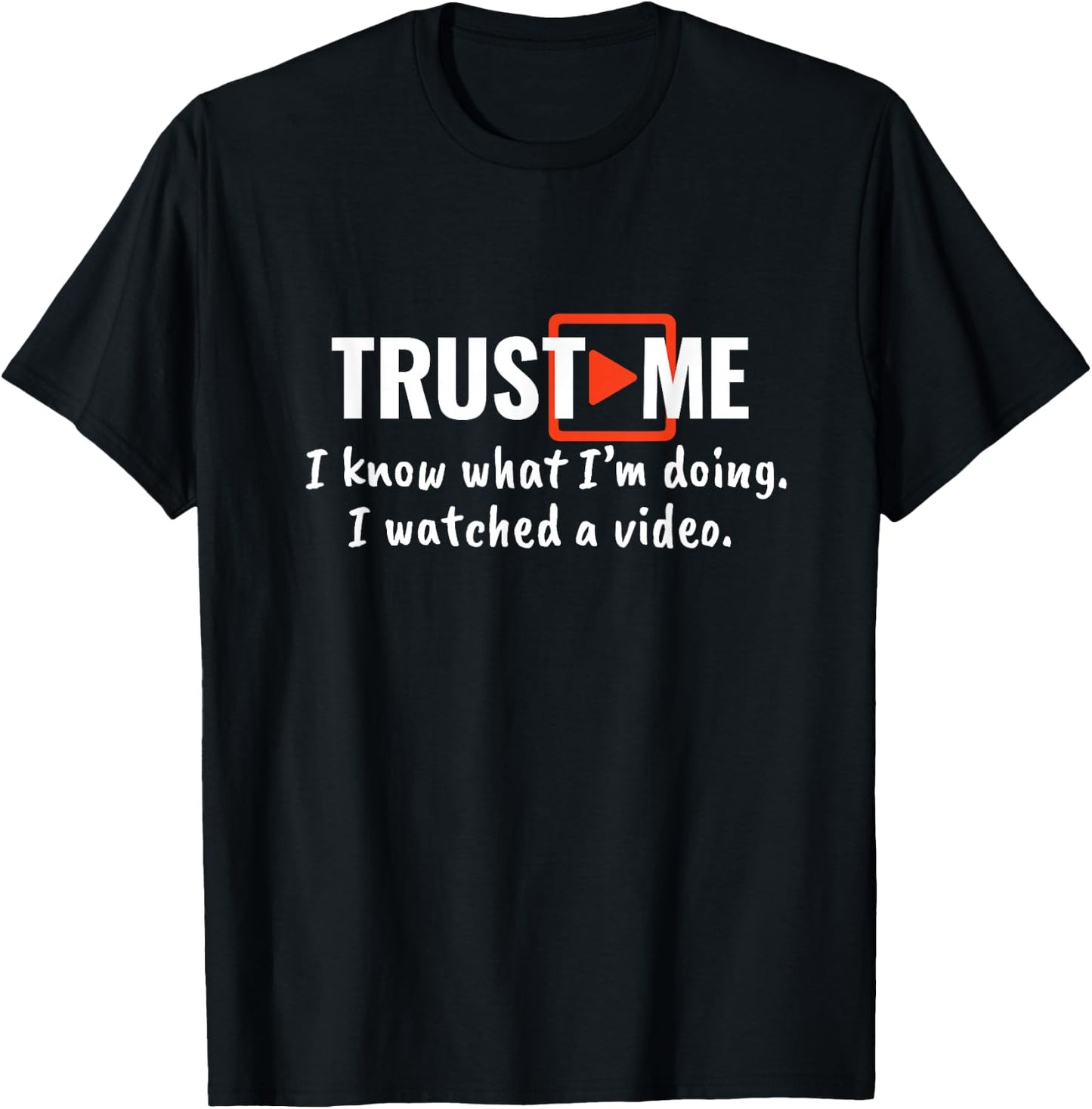 Tutorial Video Expert Junkie -Adults Black Cotton 50% Polyester 50% Modern Lightweight Classic Fit Short Sleeve Fun T-Shirt - T-Shirt | Black
