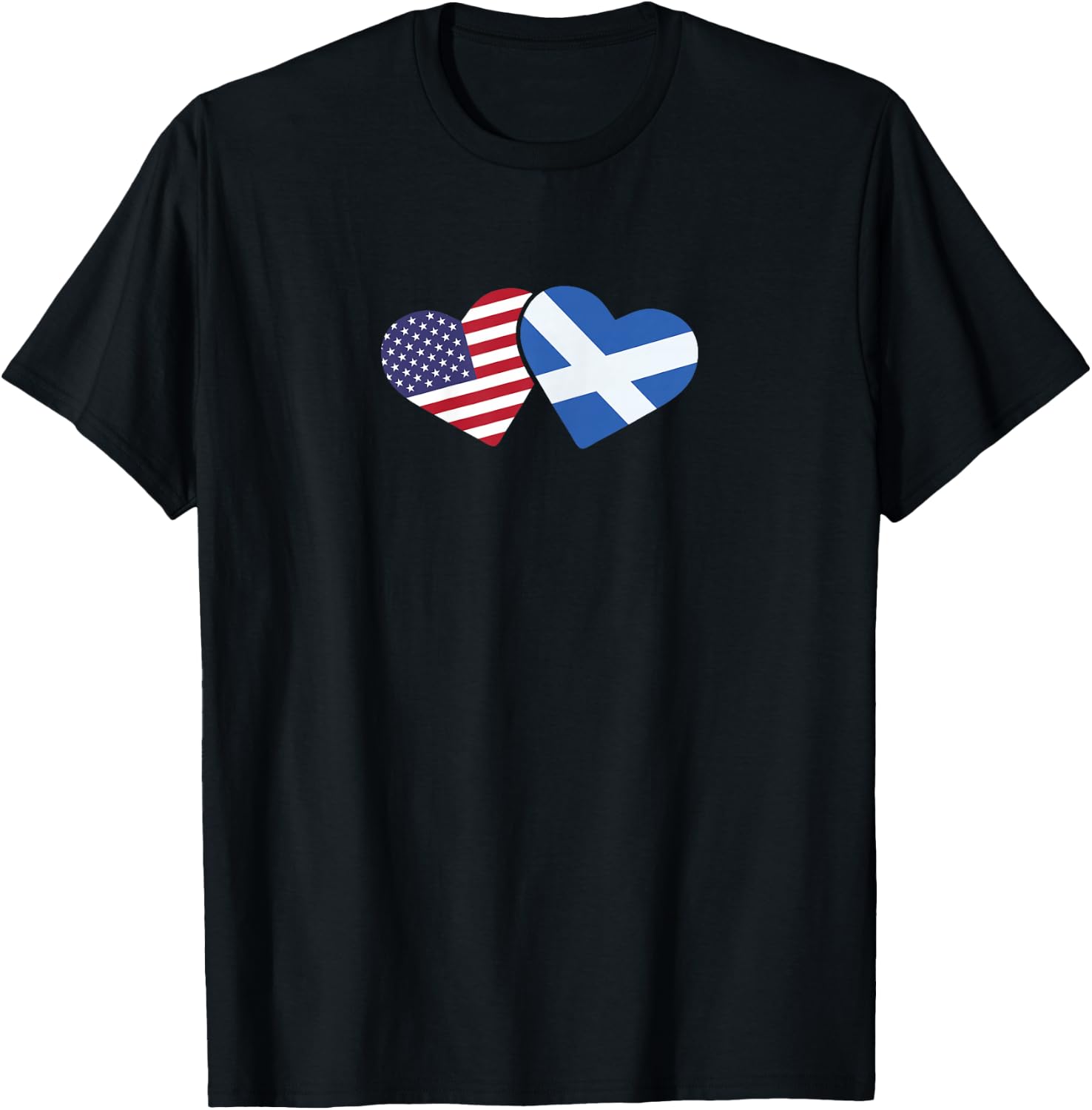 Scotland USA Flag T Shirt Heart Scottish American Love T-Shirt - T-Shirt | Black