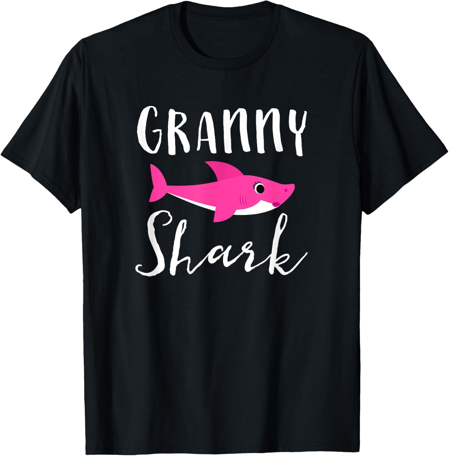 Granny Shark Grandma Grandmother Pink Shark Graphic T-Shirt - T-Shirt | Black