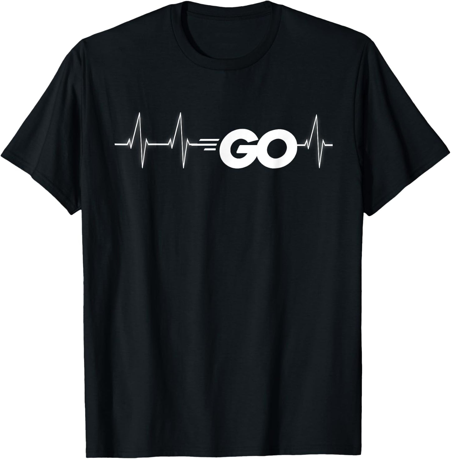 Go Programming Language Go Logo Heartbeat Developer Gift T-Shirt - T-Shirt | Black