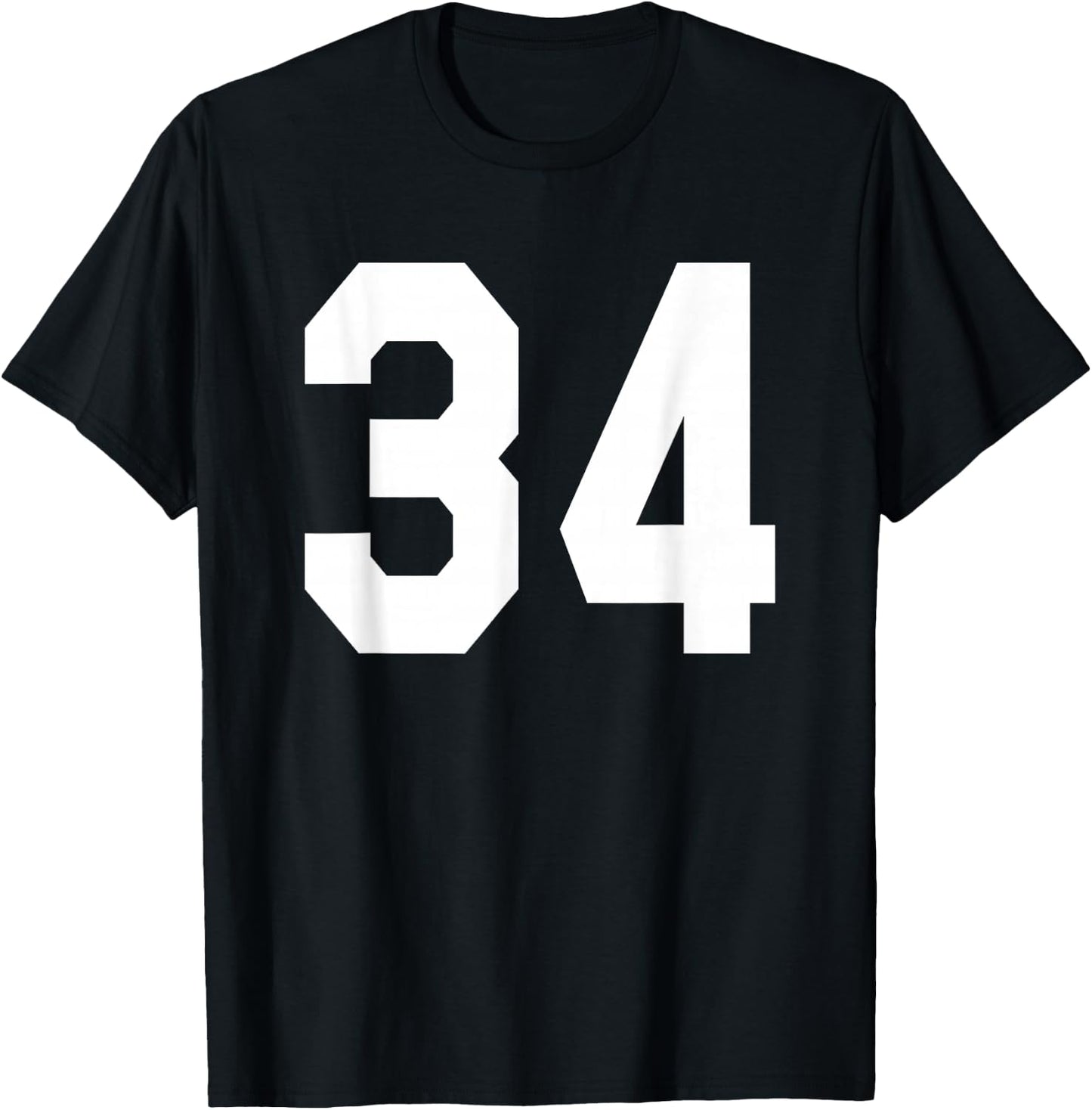 Number 34 Sports Jersey Front and Back Team Player T-Shirt - T-Shirt | Black